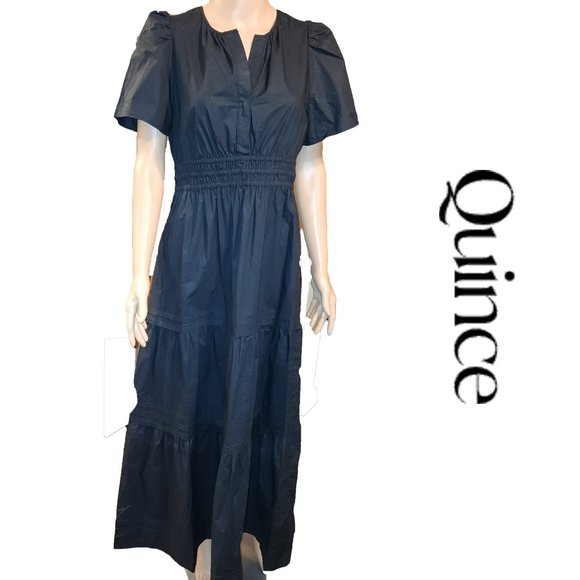 Quince Dresses & Skirts - Quince 100% Organic Cotton Tiered Maxi Dress NWT Navy Small